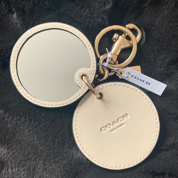 NEW! COACH Mirror Keychain / Bag Charm, Ditsy Print w/ Dogleash Clip, NWT! - Picture 9 of 13